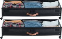 Vevor Set van 2 opbergdozen onder het bed met wieltjes, 91,4 x 46 x 18,5 cm, containers onder het bed met transparant deksel, schoenenorganizer onder het bed, opbergbakken