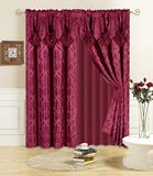 All American Collection Nieuwe 4-delige lakenset met bijgevoegde volant en doorschijnend met 2 stropdasruggen inbegrepen (96 inch lengte, bordeaux)