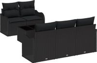 vidaXL Tuinbank Set Zwart Polyrattan
