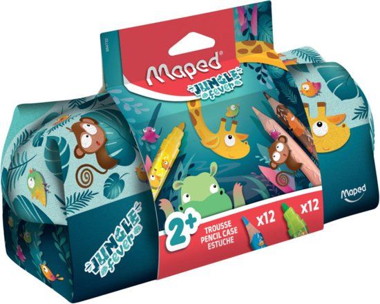 Maped Office Maped JUNGLE FEVER etui met 12 viltstiften en 12 kleurpotloden