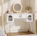 STILVORA Kaptafel met LED spiegel en 1 lade 2 deuren Scandinavische stijl wit goud 100x42x112 cm