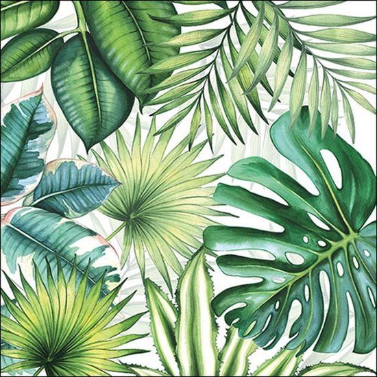 Ambiente Servetten - Tropical Leaves - 20 stuks - Groen