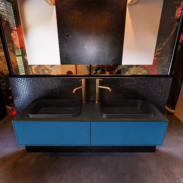 Mondiaz ERIN 150cm badmeubelset - Jeans - 2 lades - Dubbele wastafel - Urban