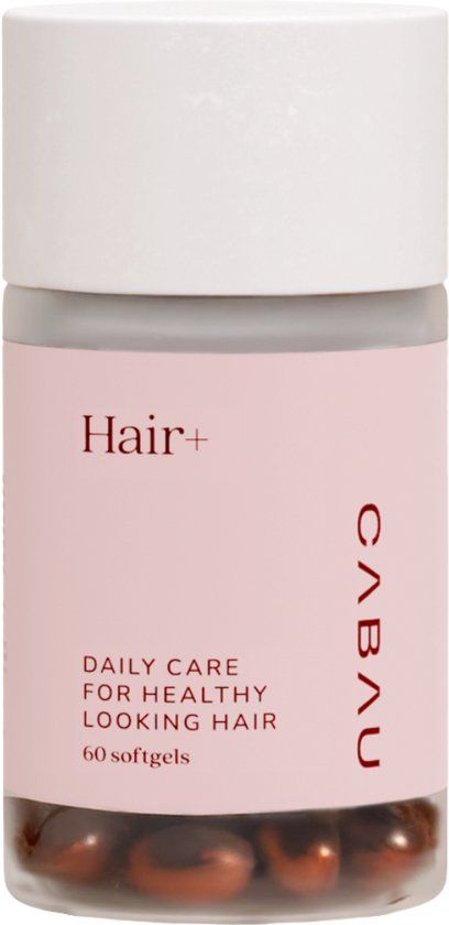 Cabau Hair+ Beauty Formule voor Sterk en Glanzend Haar – Met Hyaluronzuur & Bamboe-Extract – Biotine, Vitamine C, Seleen & Zink – 60 Softgels