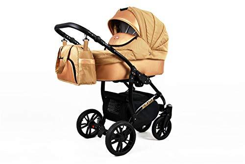 Lux4Kids Stroller Pram Pushchair 3in1 2in1 Buggy Autostoel Babystoel Sportstoel BlackOne 3in1 with car seat Gold Braid