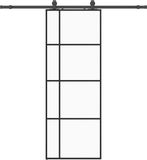 vidaXL Schuifdeur met beslagset 76x205 cm ESG glas zwart