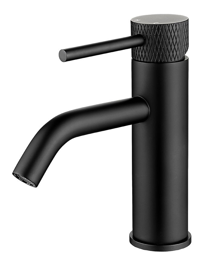 Wiesbaden Ribbd Wastafelmengkraan 18cm Mat Zwart