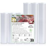 KitchenBoss Vacuümrol voor levensmiddelen, 6 rollen: vacuümzakken voor levensmiddelen, 3 rollen 15 x 300 cm + rollen 20 x 300 cm voor vacuümmachine & sous-vide-kookmachine, BPA-vrij