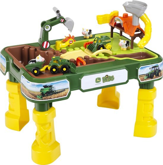 Klein 3948 John Deere-boerderijzandspeeltafel, waterspeeltafel|Met boerderijdieren en voertuigen|Water- en zandbakken|Afmetingen: 64 cm x 46 cm x 60 cm|Speelgoed voor kinderen van 3 jaar en ouder