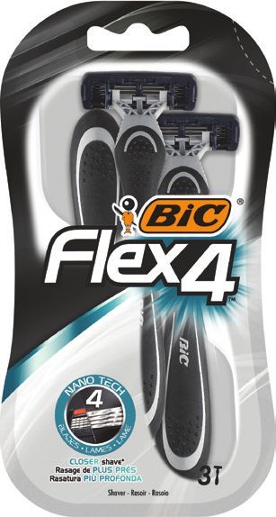 BIC Flex4 Scheermesjes Mannen - 3 Stuks - Grijs