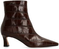 Manfield Femme Bottines à Talon en Cuir Croco Marron - Taille 39