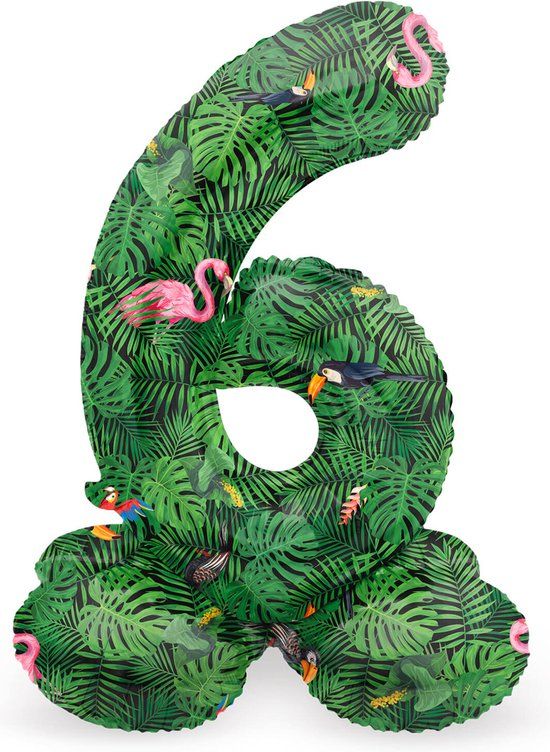 Folat Staande Folieballon Cijfer 6 Jungle Vibe - 72 cm