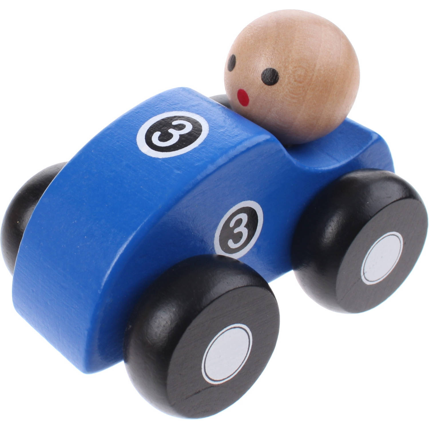 Jouéco Houten Raceauto Blauw 10 Cm