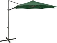 vidaXL Zweefparasol met paal en LED-verlichting 300 cm groen