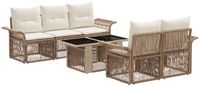 vidaXL Tuinbankenset 6 st Beige en Crème Wit poly rattan