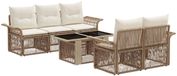 vidaXL Banc de jardin 6 pièces poly rotin beige et crème blanc