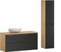 Noir Mat Ensemble de salle de bain en chêne 120 cm avec base et lavabo