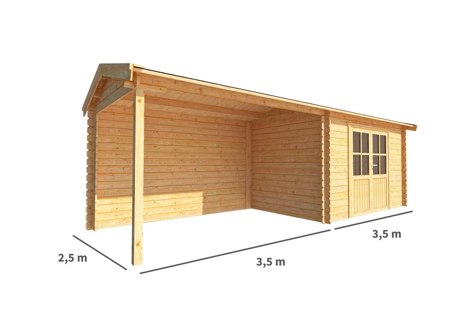 Warentuin collection Blokhut, tuinhuisje met overkapping Fenna-Ayla 700 cm bij 250 cm diep zadeldak 6