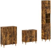 vidaXL - 3-delig - badkamerkast - set - ALKMAAR - Gerookt - eiken - Bewerkt - hout