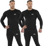 MEETHOO Thermo-ondergoed Heren - 2 Sets - Ademend & Comfortabel - Polyester/Spandex - Maat XL - A-Zwart+Zwart