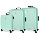 Roll Road Camboya Cabin Trolley, Turkoois, Set van 3 koffers