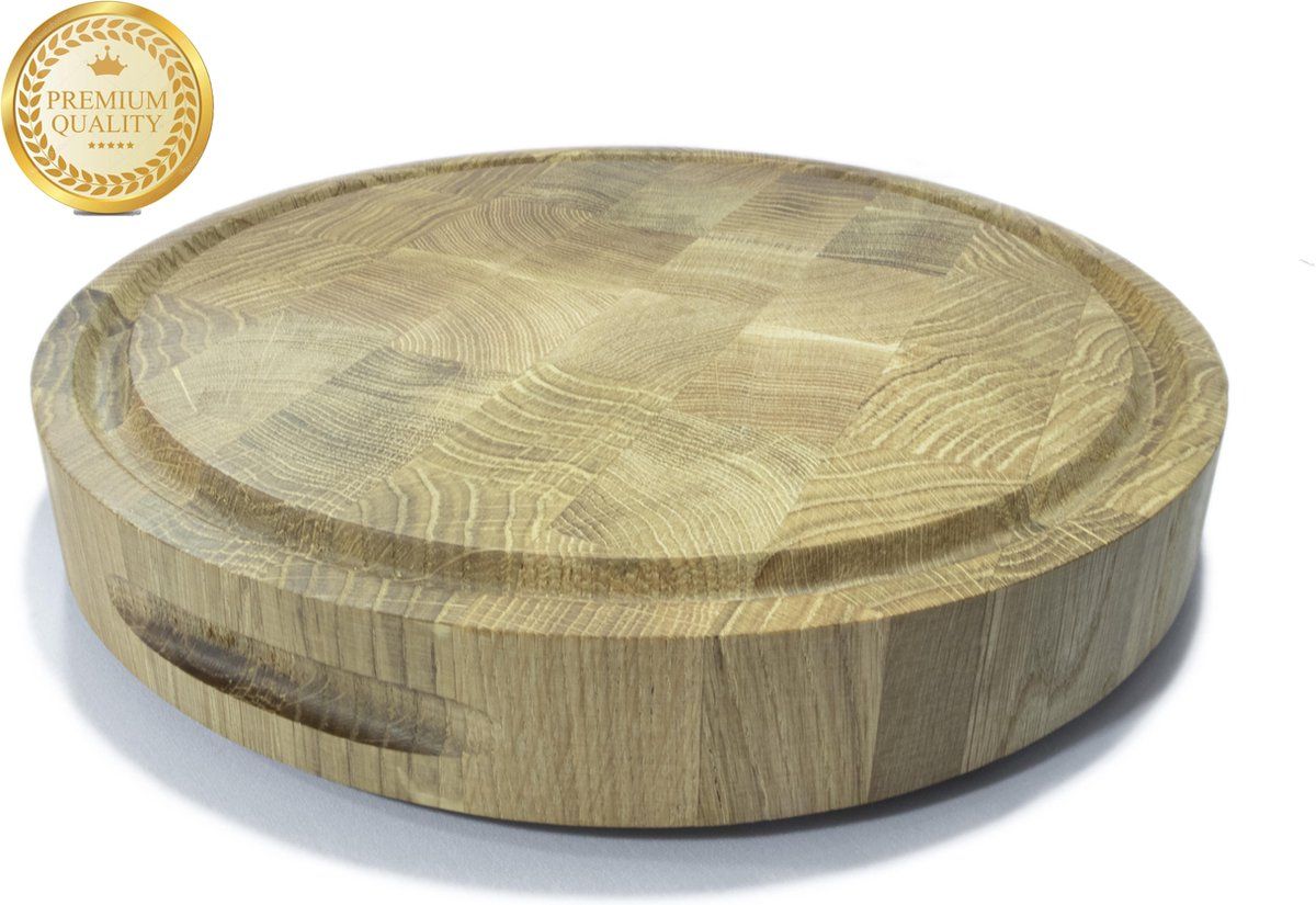 APS-Germany Luxe Hakblok - Rond - Ø39 x 4.8 cm - Eikenhout - Snijplank