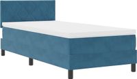 vidaXL LED Box Spring Bed with Mattress Dark Blue 100 x 200 cm Velvet