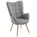 MEUBLE COSY Fauteuil, relaxstoel, leunstoelen, beklede stoel, bank, houten poten, oorstoel voor woonkamer, slaapkamer, kantoor, vanity, stof, grijs