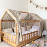 LILIMAUS Huisbed hemeltje - bedhemel voor huisbed - 135 x 270 cm - mousseline katoen - lichtbeige
