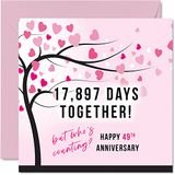 Grappige 49-jarig jubileumkaart voor vrouw of echtgenoot - 17897 dagen samen - I Love You cadeaus, gelukkige 49-jarige huwelijkskaarten voor partner, 145 mm x 145 mm wenskaarten voor negenenveertigste jubilea
