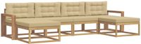 vidaXL - Bank loungeset - 6 zitplekken - Wit en Beige - Acacia hout