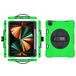 Hoesje iPad Pro 12,9 inch hoes 2022/2021/2020/2018 (6e/5e/4e/3e generatie) met potloodhouder, robuuste beschermhoes met 360 graden draaibare standaard en polsband, grasgroen