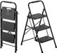 Merkloos Latios Keukentrap 3 Treden - Opvouwbare Huishoudtrap - Antislip Treden - Comfortabele Handgreep - Draagvermogen 272 kg - Inklapbaar en Compact - Stabiele Constructie - Zwart