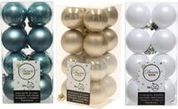 Kaemingk B.V. 48x pièces boules de Noël en plastique mélange champagne beige/blanc/bleu glacier 4 cm