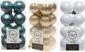 Kaemingk B.V. 48x pièces boules de Noël en plastique mélange champagne beige/blanc/bleu glacier 4 cm
