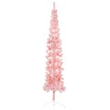 vidaXL - Kunstkerstboom - half - met - standaard - smal - 240 - cm - roze