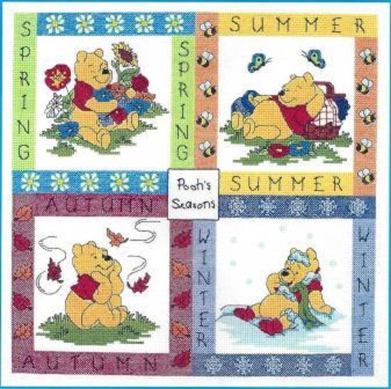 Designer Stitches borduurpakket H25 winnie the pooh, vier seizoenen