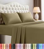 Utopia Bedding Beddengoedset - 4-delig beddengoed - geborsteld microvezel - krimp- en kleurvast - gemakkelijk te onderhouden (olijfkleurig)