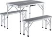 Casaria Campingtafel Aluminium – Incl. 2 Banken/Inklapbaar - Grijs