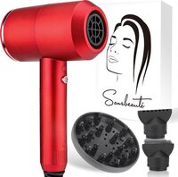 Sansbeauté® Föhn met Diffuser – Ionische Haardroger – Borstel - Reisföhn - 3 Opzetstukken - Krullen – Coolshot – 3 Standen – Haarföhn met Diffuser – Hair Dryer - 2000W - Rood