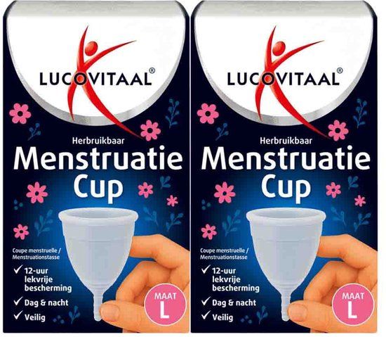 Lucovitaal Menstruatie Cup Maat L - 2 x - Voordeelverpakking