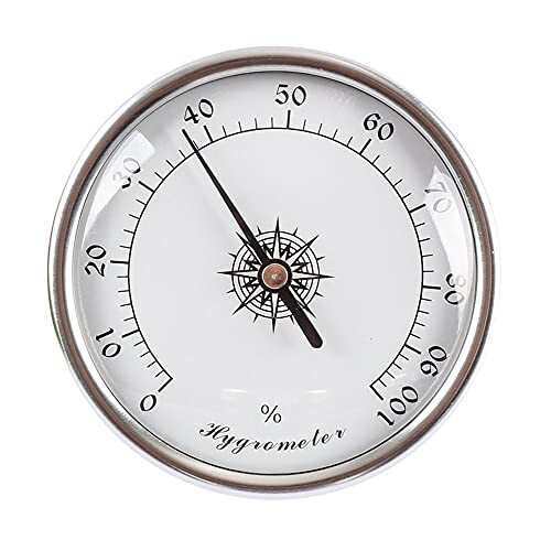 Lllunimon 72Mm Sigaar Hygrometer Draagbare Mini Mechanische Humidor Hygrometers Accessoires Voor Sigaren,Zilver