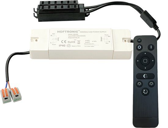 HOFTRONIC Dimbare LED Transformator 12V - 36 Watt - 3A - 2,4 GHz - incl. afstandsbediening 2,4GHz - IP40 voor binnengebruik