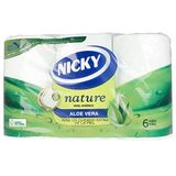 Nicky Nature Toiletpapier, 6 rollen, 3 lagen, 170 prestaties per rol. Verrijkt met Aloë Vera Lotion, Wit, 9,8 x 13 cm
