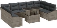 vidaXL Banc de jardin 10 pièces Gris Polyrotin Acier thermolaqué