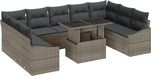 vidaXL Banc de jardin 10 pièces Gris Polyrotin Acier thermolaqué