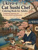 Ukiyo-e Cat sushi Chef Coloring Book for Adults