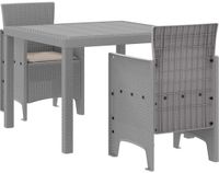 vidaXL Tuin Eettafel Set 3-delig Lichtgrijs Polypropyleen