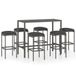 Barset de jardin 7 pièces avec coussins poly rotin gris
