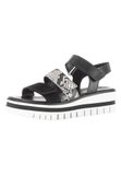 Gabor - Dames - Platte sandalen - Leer - Klittenband - Zwart/Wit